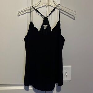 J Crew Scalloped Black Tank